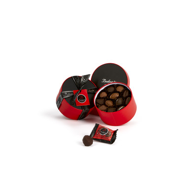 Конфеты шоколадные Ассорти пралине ручной работы в круглой красной подарочной коробке (боэри и микс пралине) 190 гр. Bodrato