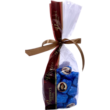 Шоколадные конфеты с фундуком Tre Perle в мягком пакете с лентой 250 гр. Vannucci