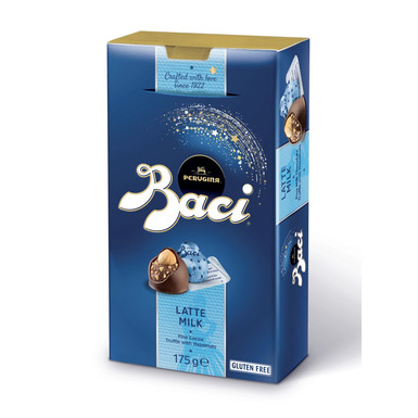 Конфеты шоколадные Baci с цельным лесным орехом в молочном шоколаде в подарочной упаковке 175 гр. Baci Perugina без глютена