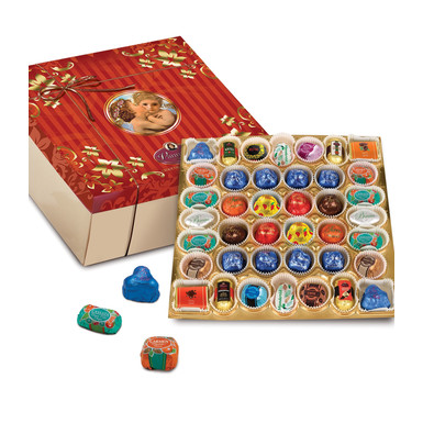 Элегантная подарочная коробка шоколадных коллекционных конфет ассорти пралине Tiffany 490 гр. Vannucci