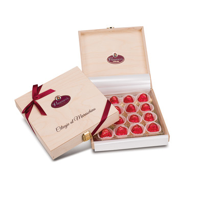 Элегантная подарочная деревянная коробка шоколадных конфет Вишня с ликером Maraschino 220 гр.Vannucci