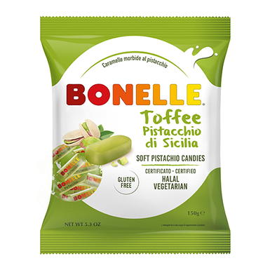 Конфеты мягкие тоффи с фисташками из Сицилии Bonelle 150г Без Глютена