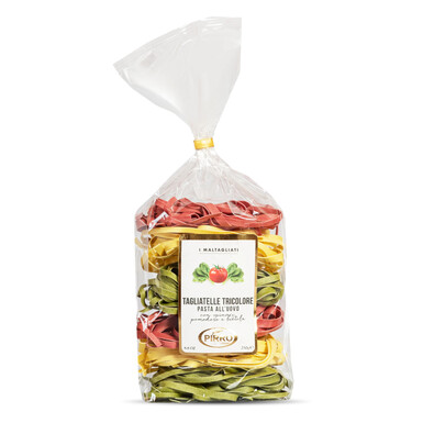 Яичная паста Pirro ручной работы Тальятелли триколор с помидорами , шпинатом и свеклой 250г