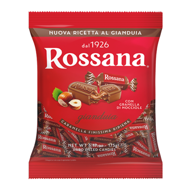 Карамель Rossana с кремом Джандуя и гранулами лесных орехов 175г