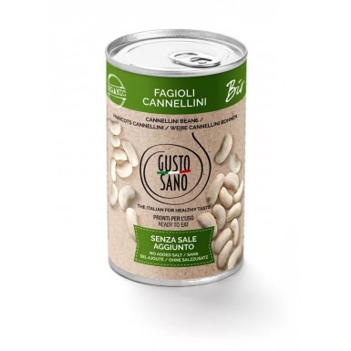 Органическая белая фасоль сорта Каннеллини 400 гр. (без добавления соли и сахара) Gusto Sano
